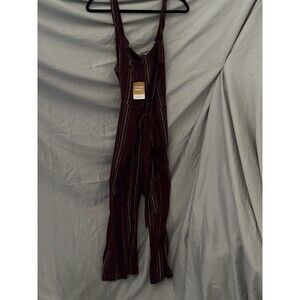 NEW Sanctuary Jumpsuit The Artist Sedona Henna Stripe Linen Crop Leg Belt XL